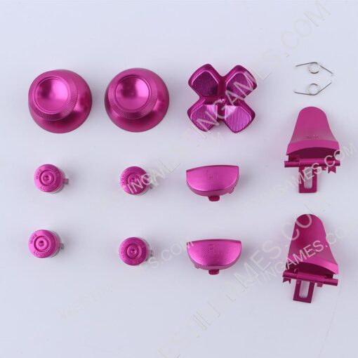 Metal Analog D-Pad ABXY R1L1 + r2l2 Buttons 11Pcs Set for PS4 slim/Pro Controller Pink