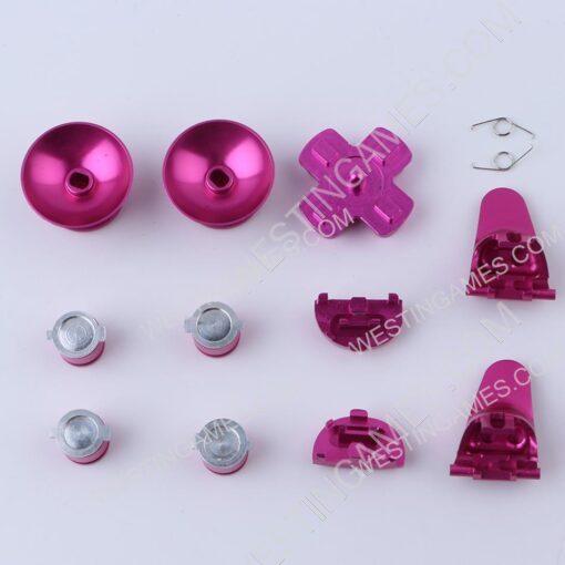 Metal Analog D-Pad ABXY R1L1 + r2l2 Buttons 11Pcs Set for PS4 slim/Pro Controller Pink - Image 2