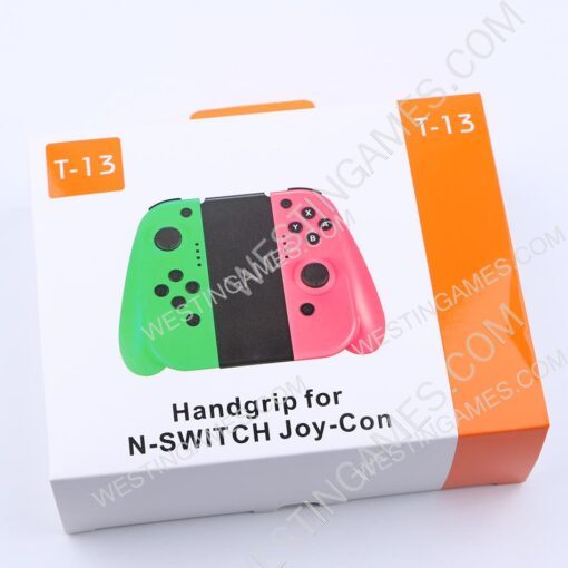 Left and Right Wireless Controller with Handrip for Switch Joycon Green and Pink
