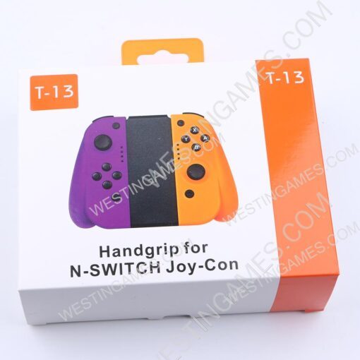 Left and Right Wireless Controller with Handrip for Switch Joycon Purple and Orange