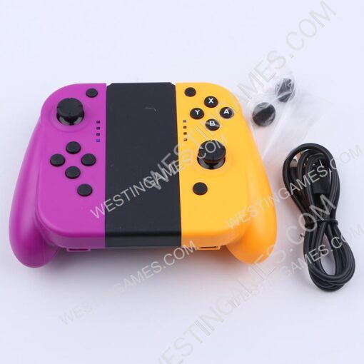 Left and Right Wireless Controller with Handrip for Switch Joycon Purple and Orange - Image 2