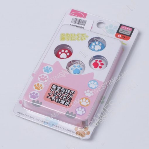 New 4in1 Cut Cat Paw Thumb Grips Analog Caps Silicone Rubber For NS switch - Deep Blue and Red