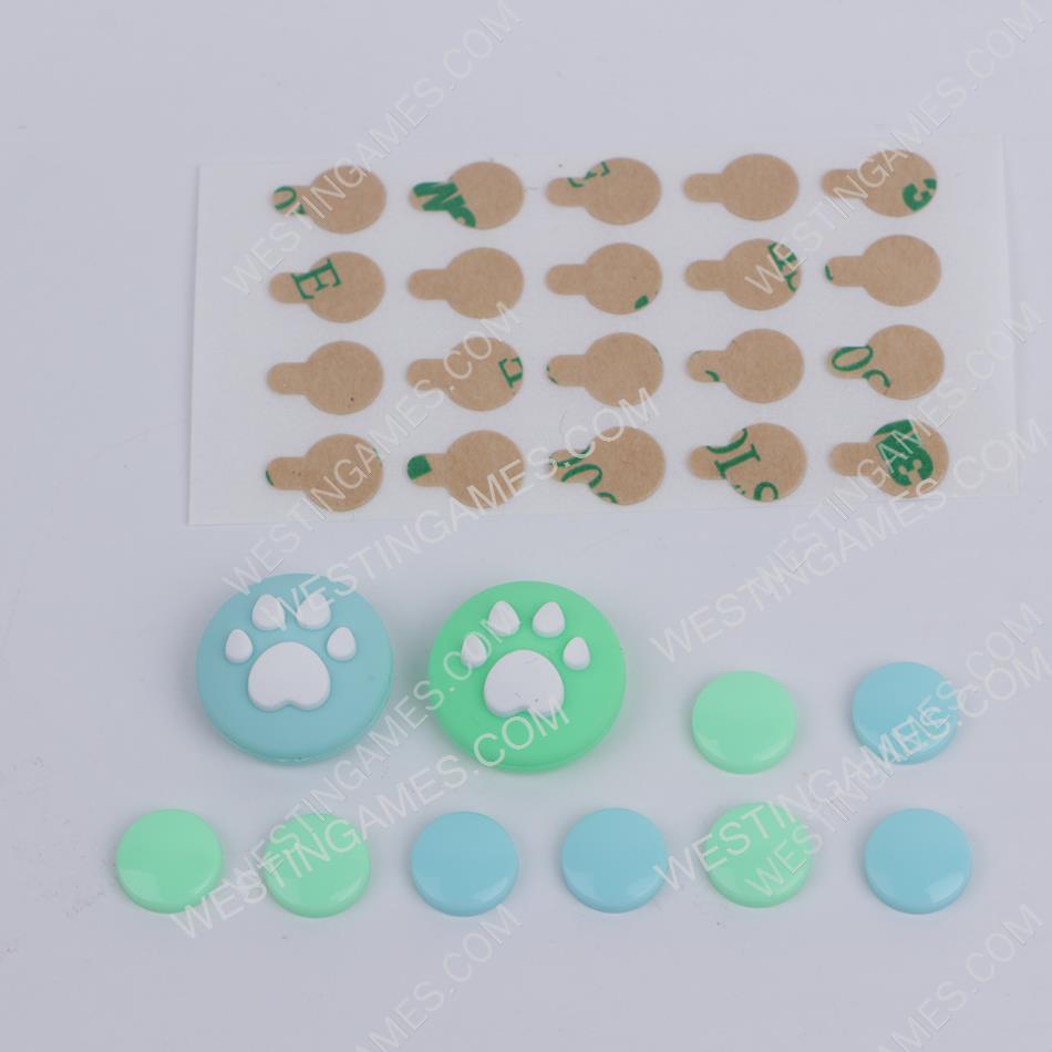 4in1 Cut Cat Paw Thumb Grips Analog Caps Silicone with ABXY Button Grip For Switch light Blue-Gree A - Image 2