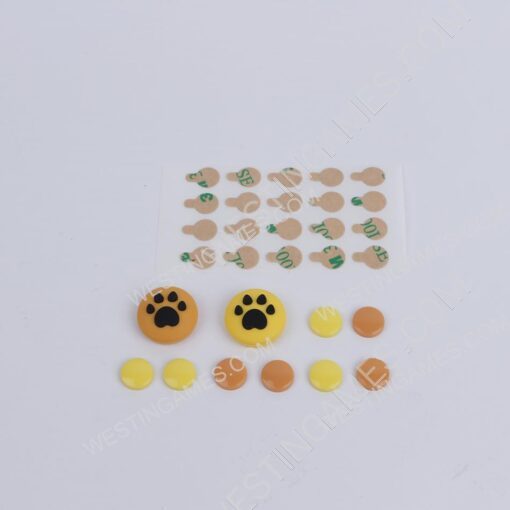 4in1 Cut Cat Paw Thumb Grips Analog Cap Silicone with ABXY Button Grip For Switch Brown and yellow A - Image 3