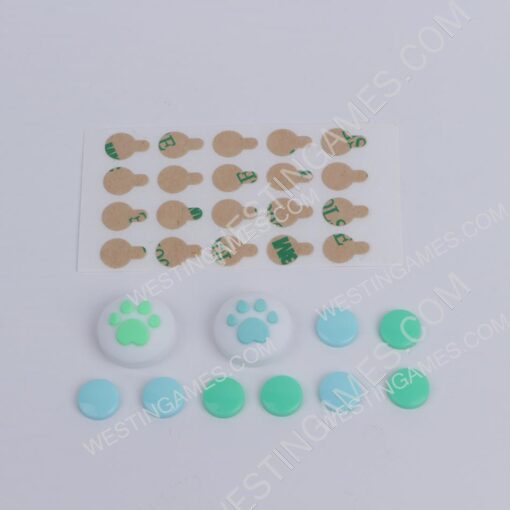 4in1 Cut Cat Paw Thumb Grip Analog Caps Silicone with ABXY Button For switch light Blue-Green Limite - Image 4
