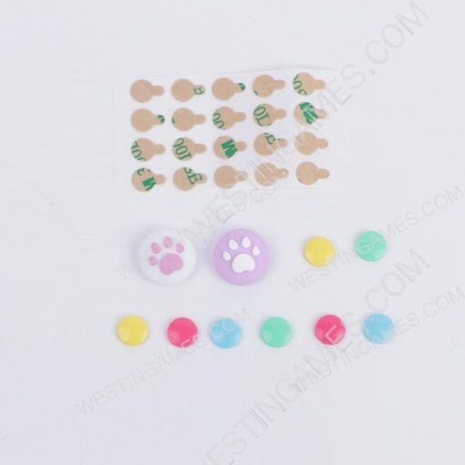 4in1 Cut Cat Paw Thumb Grips Analog Caps Silicone with ABXY Button Grip For switch - light Purple - Image 3