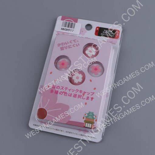 New 4in1 Thumb Grips Analog Caps Silicone Rubber For NS Switch - cherry blossom