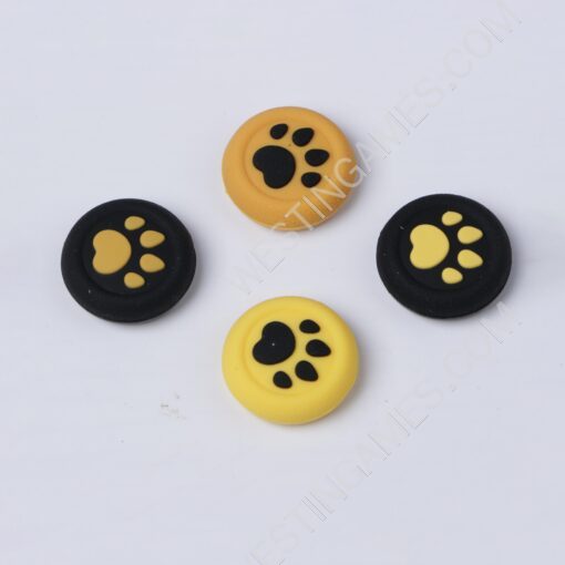 4in1 Cut Cat Paw Thumb Grips Analog Caps Silicone For Switch Pro and PS4 Brown and Yellow - Image 4