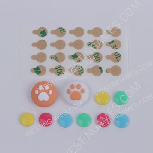 4in1 Cut Cat Paw Thumb Grips Analog Caps Silicone with ABXY Button Grip For switch - light Orange - Image 3