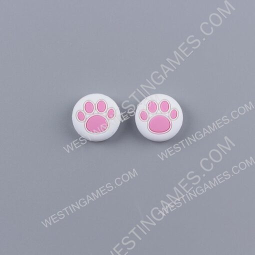 Rocker Supercap Thumb Grips Analog Caps Silicone Rubber For Switch Joy-con - Cat Paw White-Pink - Image 2