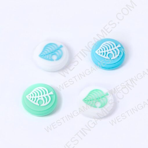 New 4in1 Fps Higher Thumb Grips Analog Caps Silicone Rubber For NS switch - Animal Crossing blue and Green