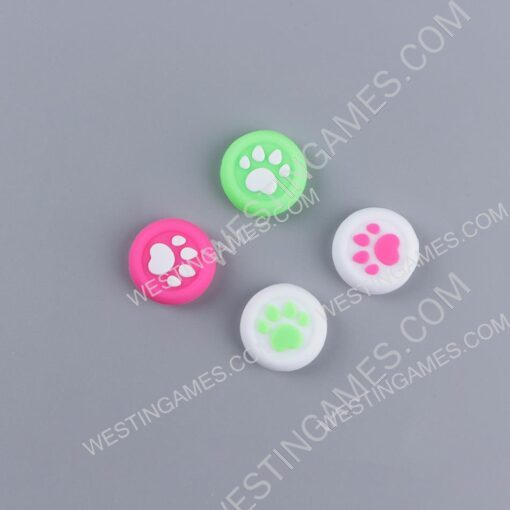 4in1 Cut Cat Paw Thumb Grips Analog Caps Silicone For switch Pro and PS4 Green and Pink - Image 2