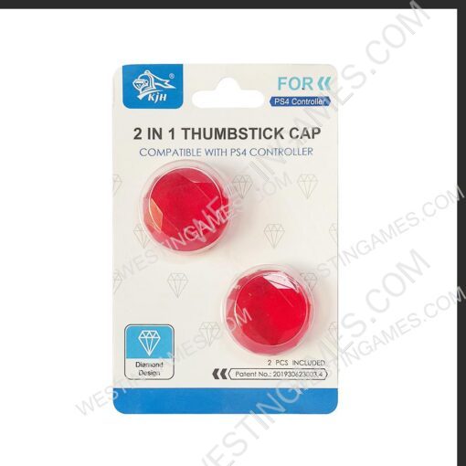Diamond Shape Thumb Grips Analog Hard Caps for PS5 Controller - Red
