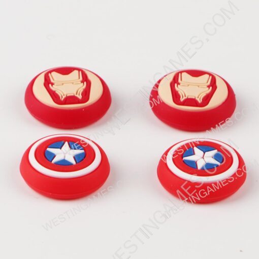 4in1 Silicone Thumb Grips Cap Analog Stick Covers for PS5 Wireless Controller - Iron Man - Image 2