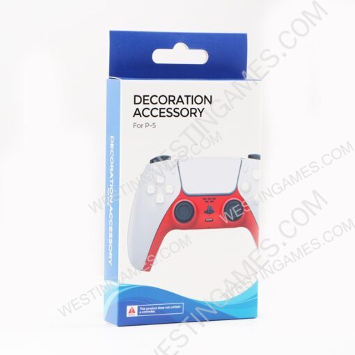 Decorative Strip Handle PC Shell Cover For PS5 Gamepad Controller - Red - Image 3