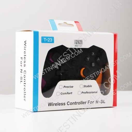 T23 Wireless Bluetooth Pro Gamepad Controller with Rear Button and 6 Axis for Switch - Purple Orange - Image 3