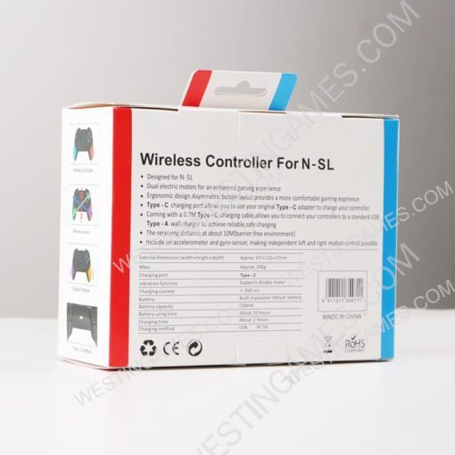 T23 Wireless Bluetooth Pro Gamepad Controller with Rear Button and 6 Axis for Switch - Blue Red - Image 4