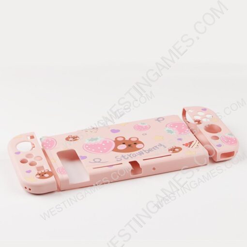 Soft TPU Grip Case and Ergonomic Shock-Absorption Cover for Switch strawberry Bear
