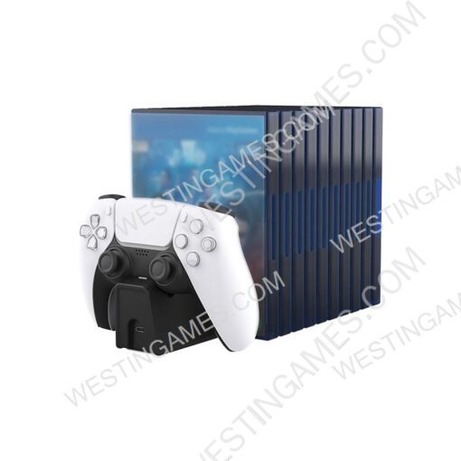 Wireless controller single charger with CD storage rack for PS5 - Black - Image 2