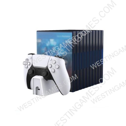 Wireless controller single charger with CD storage rack for PS5 - White - Image 2