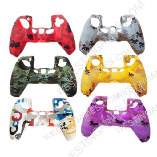 Cartoon Silicone Protective Case for ps5 dualsense Controllers Camouflage - Colorful