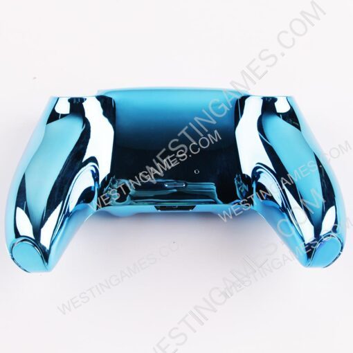 Replacement Mirror Chrome Top and Bottom Housing Shell Case for Playstation 5 PS5 Controller - Blue - Image 2