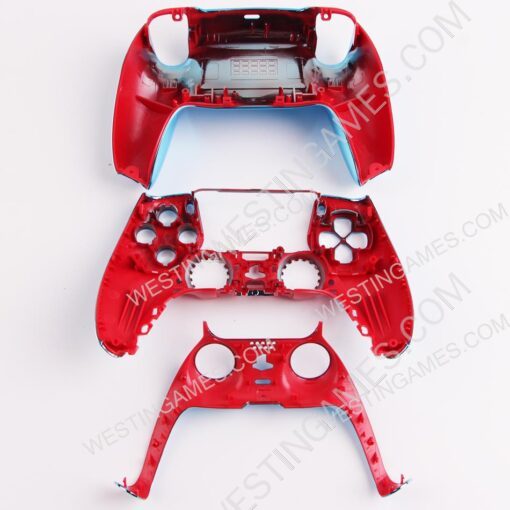 Replacement Mirror Chrome Top and Bottom Housing Shell Case for Playstation 5 PS5 Controller - Blue - Image 3