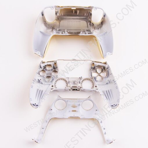 Replacement Mirror Chrome Top and Bottom Housing Shell Case for Playstation 5 PS5 Controller - Gold - Image 3