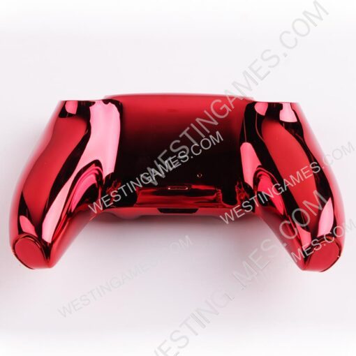 Replacement Mirror Chrome Top and Bottom Housing Shell Case for Playstation 5 PS5 Controller - Red - Image 2