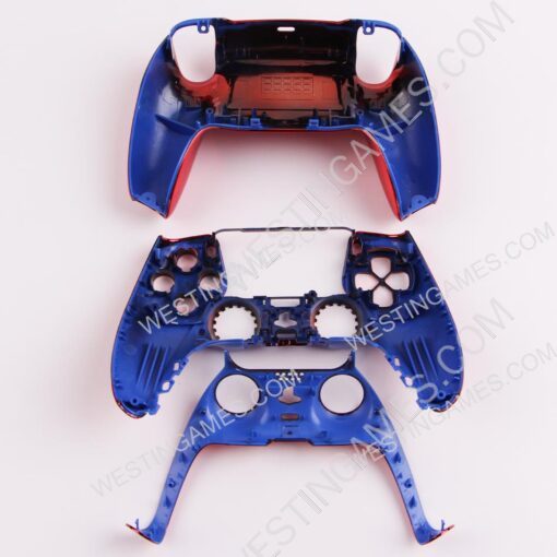 Replacement Mirror Chrome Top and Bottom Housing Shell Case for Playstation 5 PS5 Controller - Red - Image 3