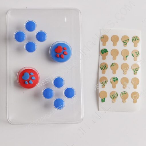 4in1 Mario Thumb Grips Analog Caps Silicone with ABXY Button Grip For Switch - Blue and Red - Image 2