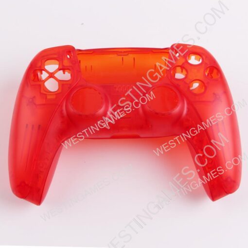 Replacement Transparent Top and Bottom Housing Shell Case for Playstation 5 PS5 Controller -  Clear Red