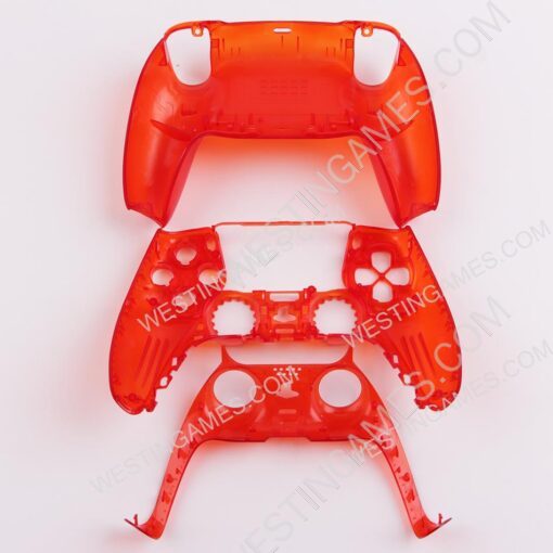 Replacement Transparent Top and Bottom Housing Shell Case for Playstation 5 PS5 Controller -  Clear Red - Image 3