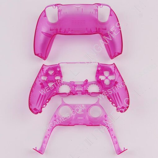 Replacement Top and Bottom Housing Shell Case for Playstation 5 PS5 Controller - Clear Pink - Image 3