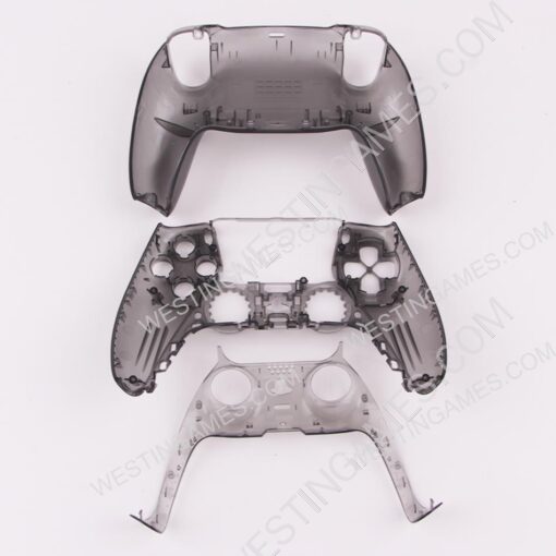 Replacement Top and Bottom Housing Shell Case for Playstation 5 PS5 Controller - Clear Black - Image 3