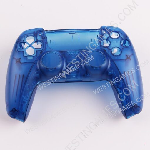 Replacement Top and Bottom Housing Shell Case for Playstation 5 PS5 Controller - Clear Blue