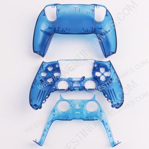 Replacement Top and Bottom Housing Shell Case for Playstation 5 PS5 Controller - Clear Blue - Image 3