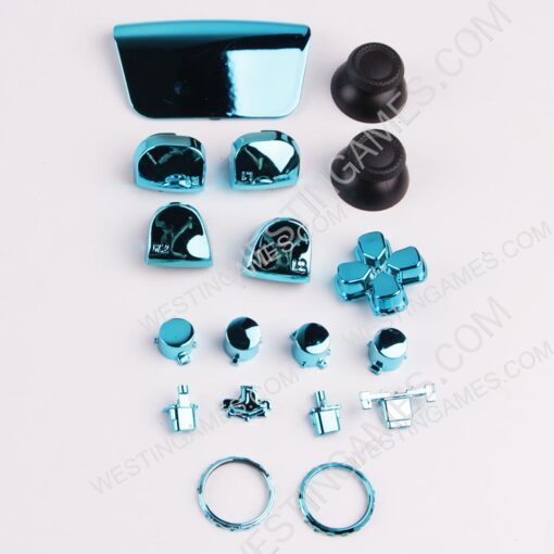 Mirror Chrome Complete Button Keys for PS5 Controller Accessories 16pc Set - Blue - Image 2