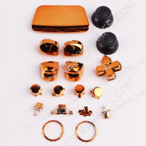 Mirror Chrome Complete Button Keys for PS5 Controller Accessories 16pc Set - Orange - Image 2