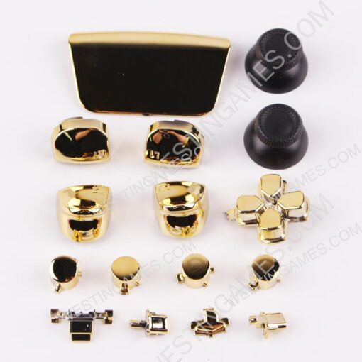 Mirror Chrome Complete Button Keys V1.0 for PS5 Controller Accessories 16pc Set - Gold