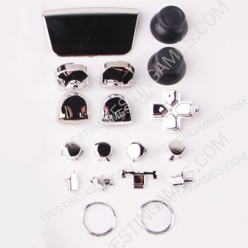 Mirror Chrome Complete Button Keys for PS5 Controller Accessories 16pc Set - Siliver - Image 2