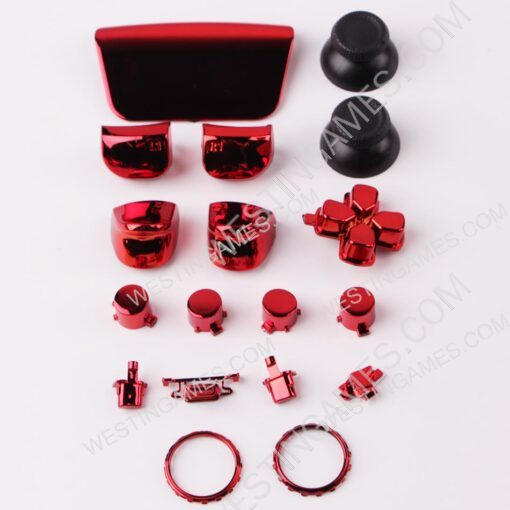 Mirror Chrome Complete Button Keys V1.0 for PS5 Controller Accessories 16pc Set - Red - Image 2
