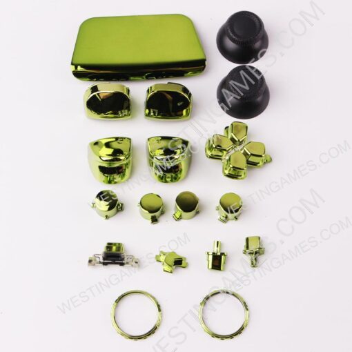 Mirror Chrome Complete Button Keys for PS5 Controller Accessories 16pc Set - Green - Image 2