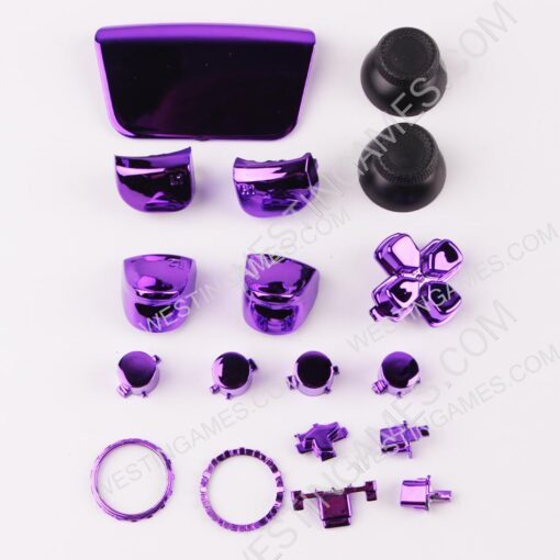 Mirror Chrome Complete Button Keys for PS5 Controller Accessories 16pc Set - Purple - Image 2