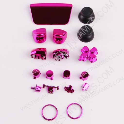 Mirror Chrome Complete Button Keys V1.0 for PS5 Controller Accessories 16pc Set - Pink - Image 2