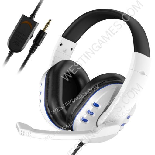 Wired Headphones With Microphone Earphones Gaming Headset For PS4 Xbox One PC White