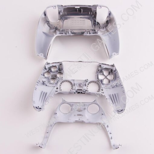 Replacement Complete Mirror Chrome Housing Shell Case with Button Kit for Playstation 5 PS5 Dualsence Controller - Silver - Image 2
