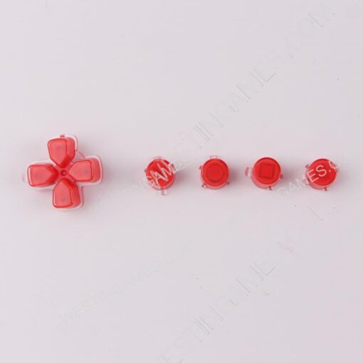 5 in 1 Button Set ABXY and D-pad Direction Key Buttons Replacement for PS5 Clear Red
