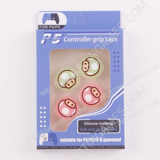 New 4in1 Night Light Mario Thumb Grips Analog Caps Silicone Rubber For PS5 Green Pink