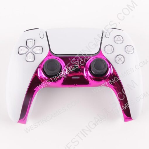 Mirror Chrome Decorative Strip Handle PC Shell Cover For PS5 Gamepad Controller - Pink - Image 3
